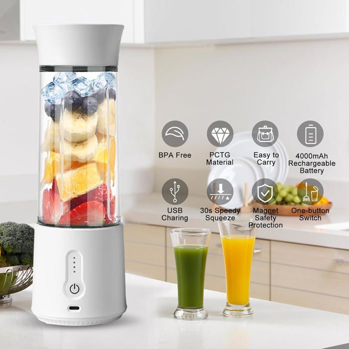 Portable USB Rechargeable Juicer Blender 400ml