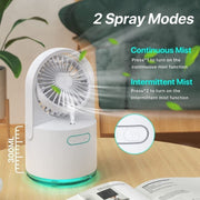 Desktop misting fan with continuous and intermittent mist reference