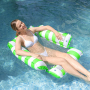 Adult relaxing on inflatable pool hammock lounge chair reference image